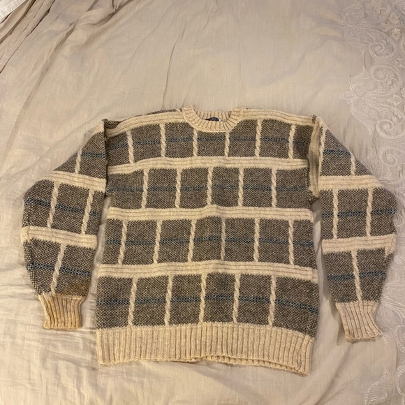 Rare Vintage PENDLETON Checkered Striped 100% Wool Pullover Sweater 90s - Picture 1 of 7